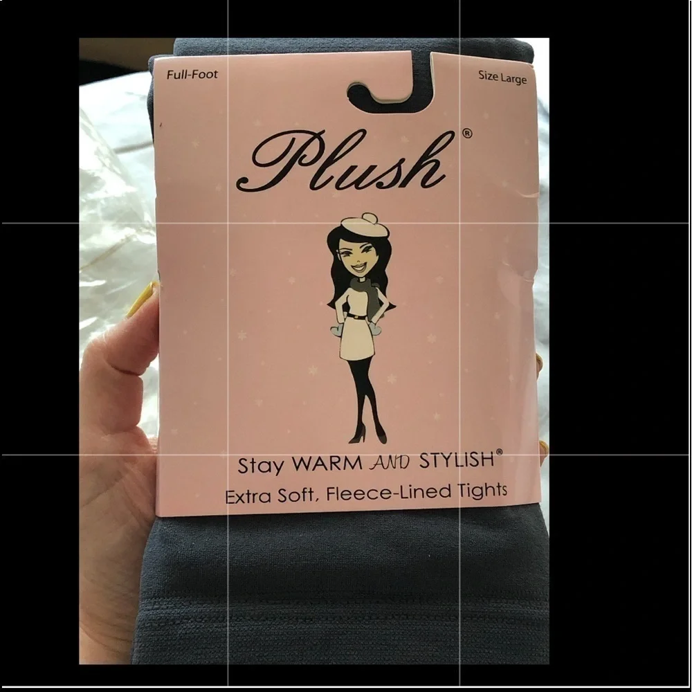 Plush Full Foot Tights Grey Size Large